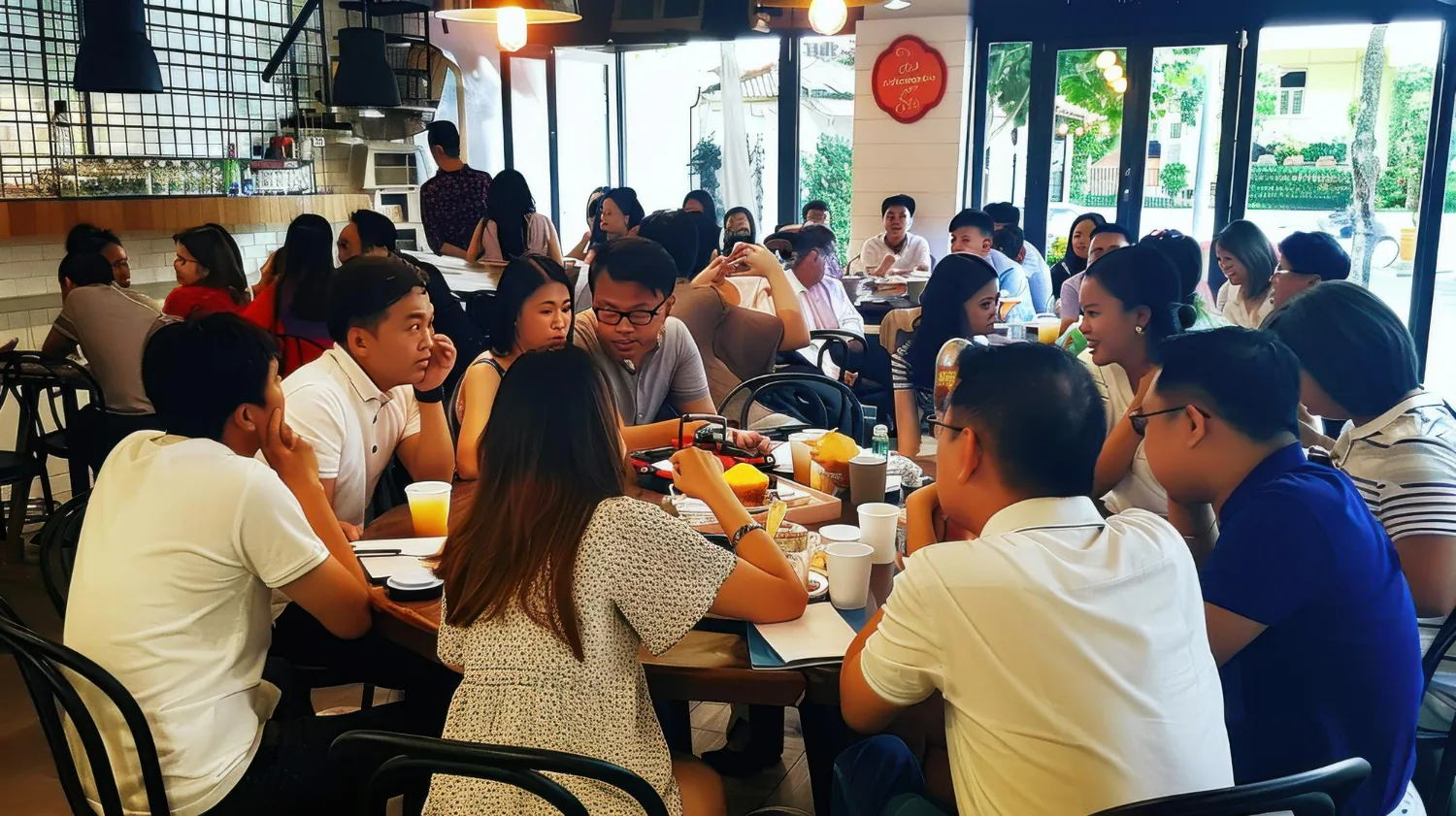 A restaurant serving a full house during peak hours.