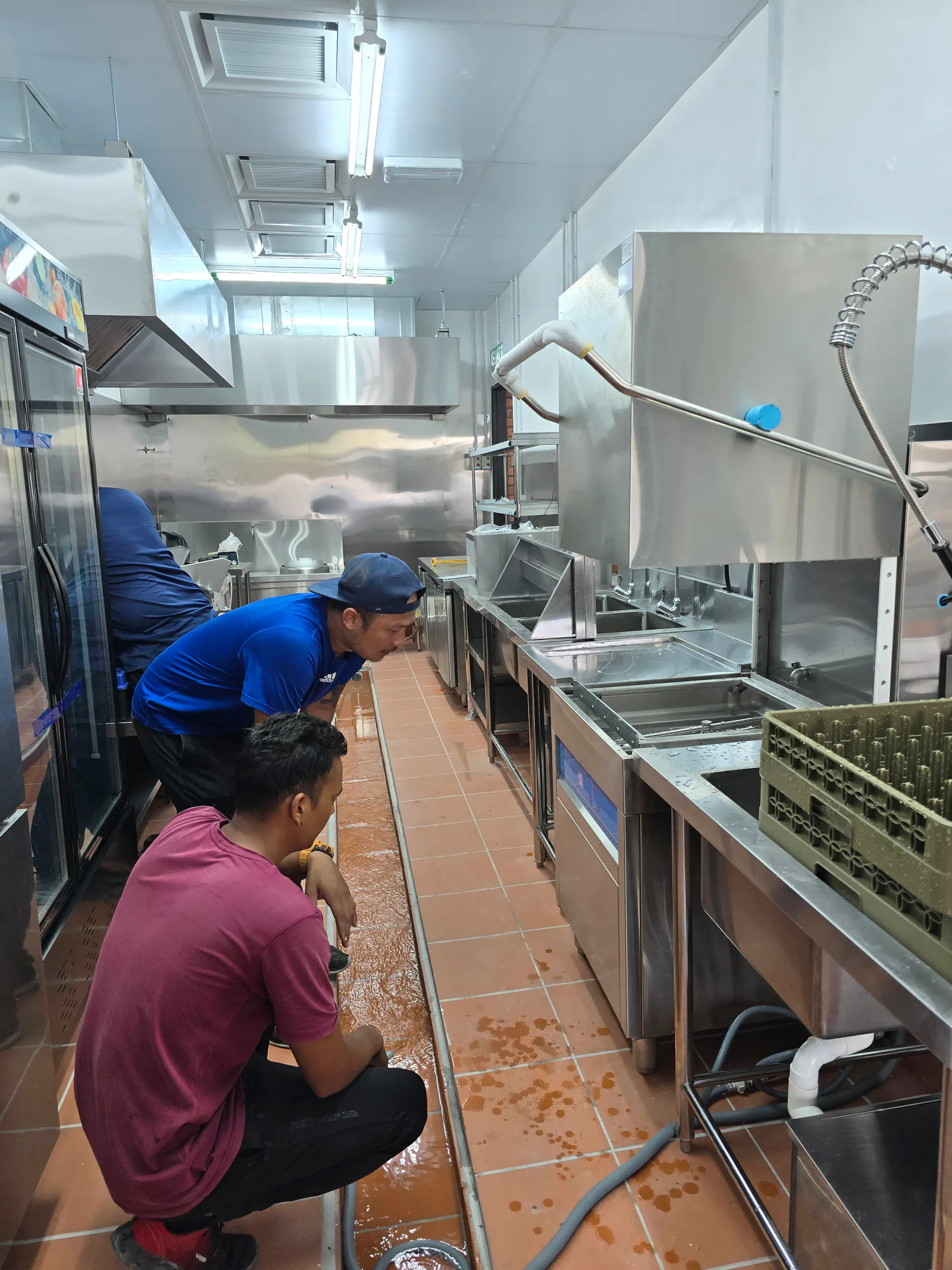 Technician providing technical information about their commercial dishwasher.