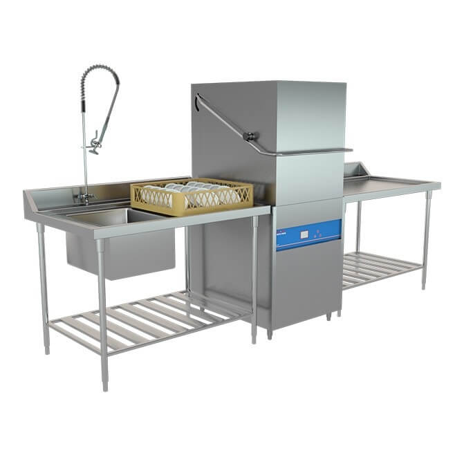 EHS-F1 Hood Type Dishwasher is suitable for kitchens in restaurants, cafeterias and hotels.